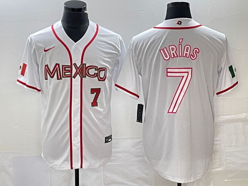 Men 2023 World Cub Mexico #7 Urias White Nike MLB Jersey50